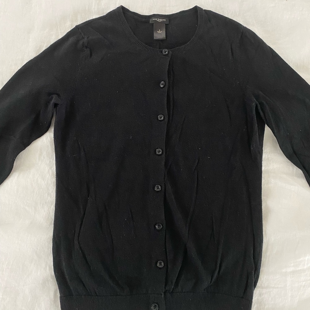 Ann Taylor Black Knit Cardigan Sweater - Picture 1 of 5
